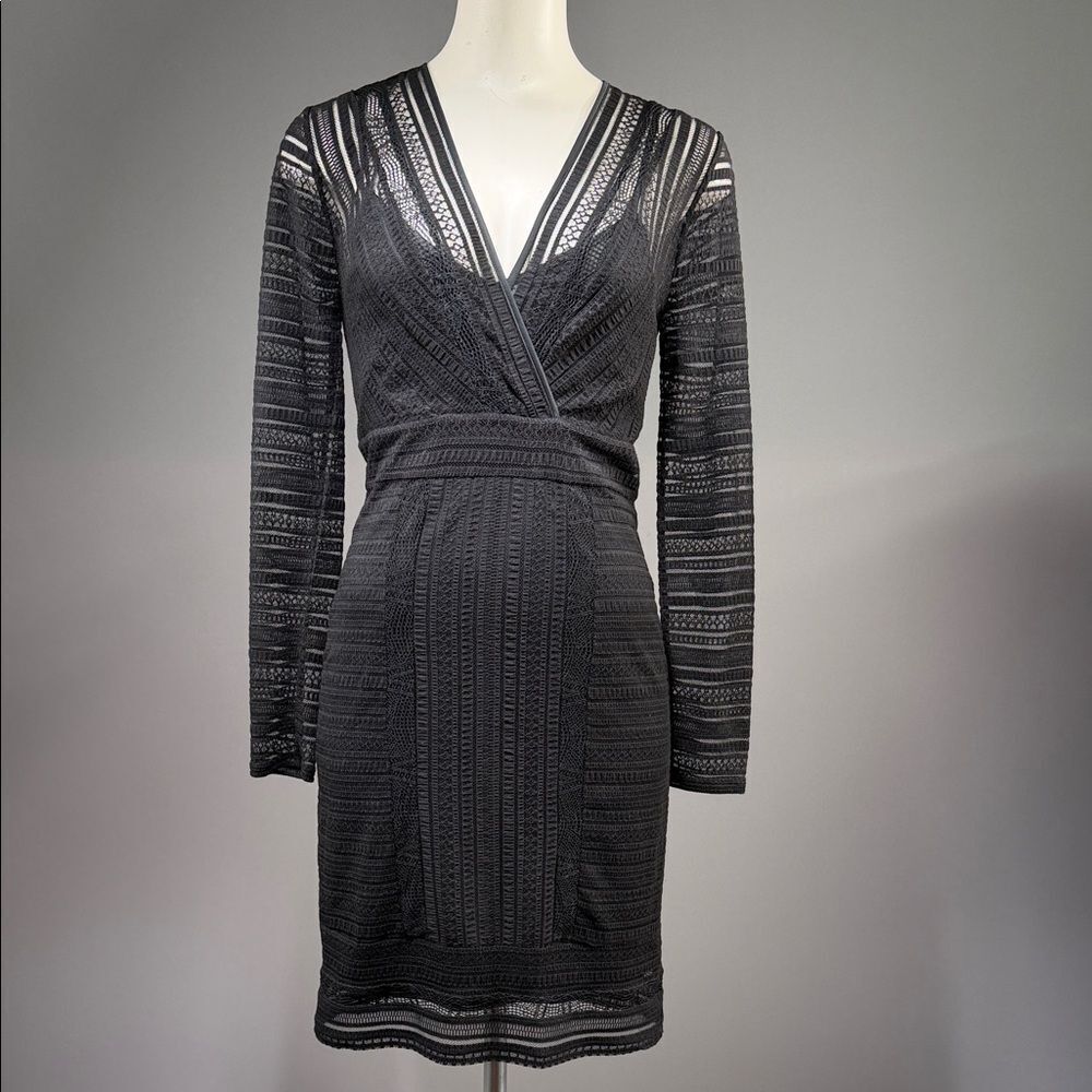 BCBGMaxAzria Black Long Sleeve Lace Dress (rack9)